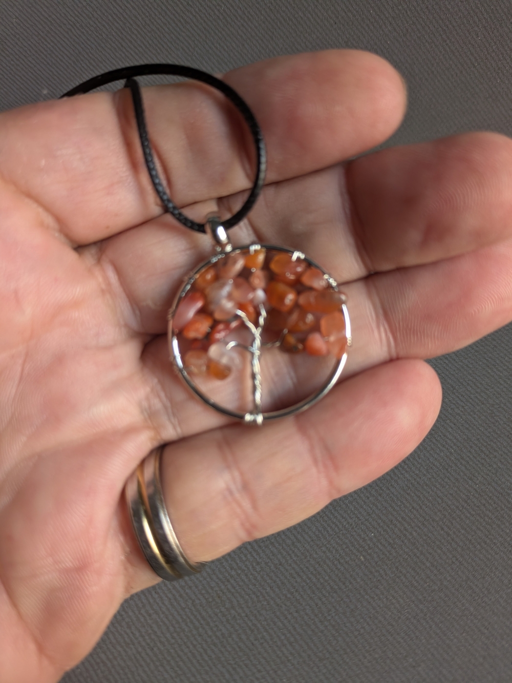 Handmade Tree of Life Pendant Necklace in Burnt Orange